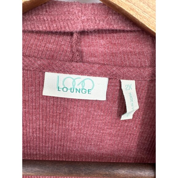 Logo Lounge Womens Open Front Cardigan Waterfall Hem Burgundy Knit 2X - Picture 4 of 8